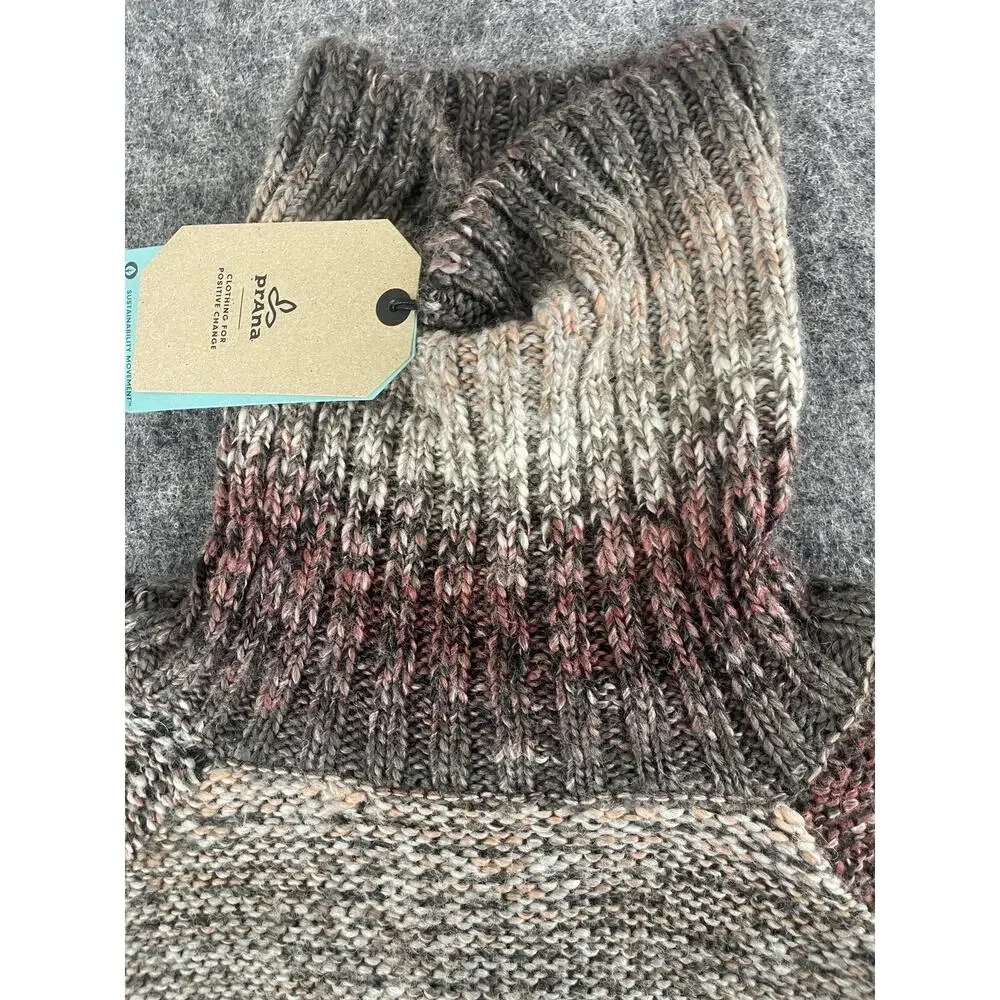 Prana Sweater Women Small Tunic Gray Turtle Neck Wool Blend Pullover Knit N38